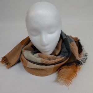 Orange and gray super soft blanket scarf